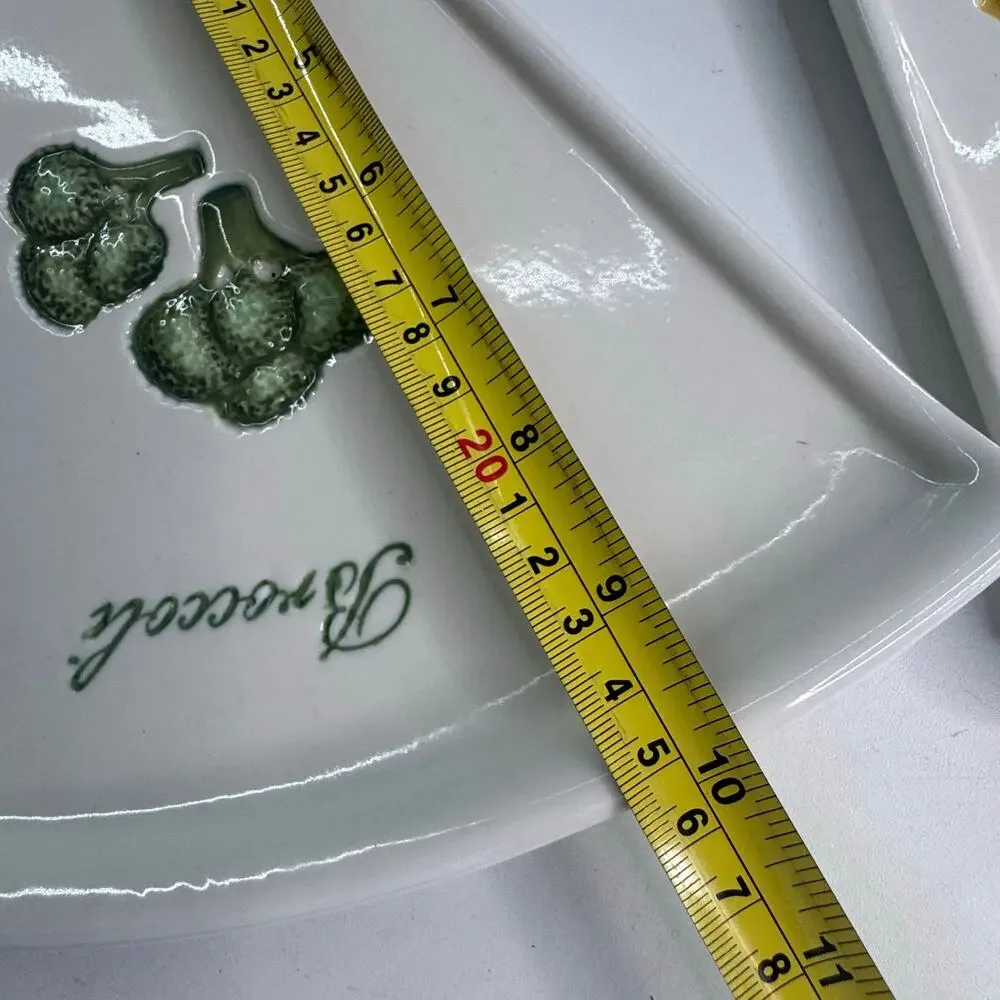 Pottery Barn Pizza Buono Set of 6 Wedge Shaped Dessert Plates Fruit Vegetable